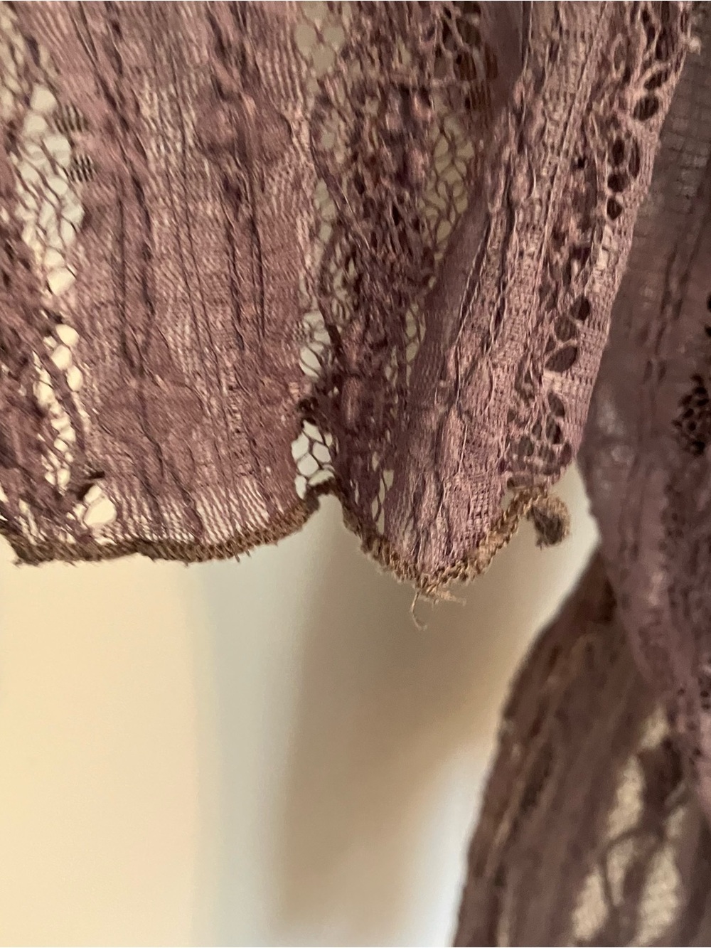 Women’s Sheer L Brown Lace Open Cardigan Y2K Forest Fairy Grunge Stretchy - Picture 3 of 8